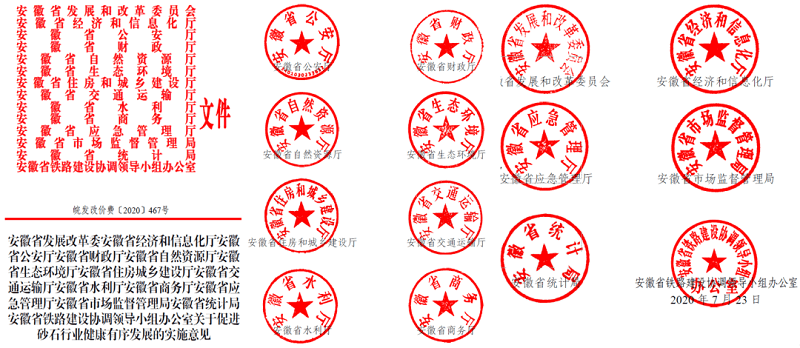為促進(jìn)機(jī)制砂健康有序發(fā)展，安徽省發(fā)改委發(fā)布了實(shí)施方案文件